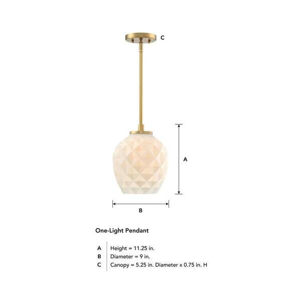 Designers Fountain - Dita 60-Watt 1-Light Brushed Gold Transitional Pendant Light with Etched Opal Glass Shade and No Bulbs Included