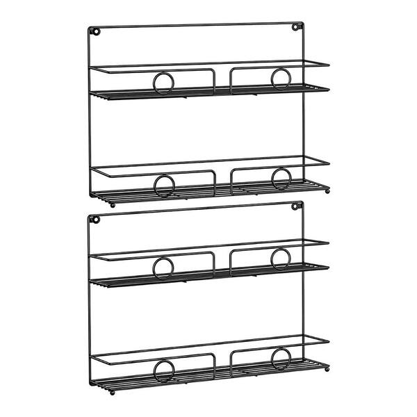 dubbin 2 of Shelves 2-Tier Black Wall Mount Spice Rack Organizer