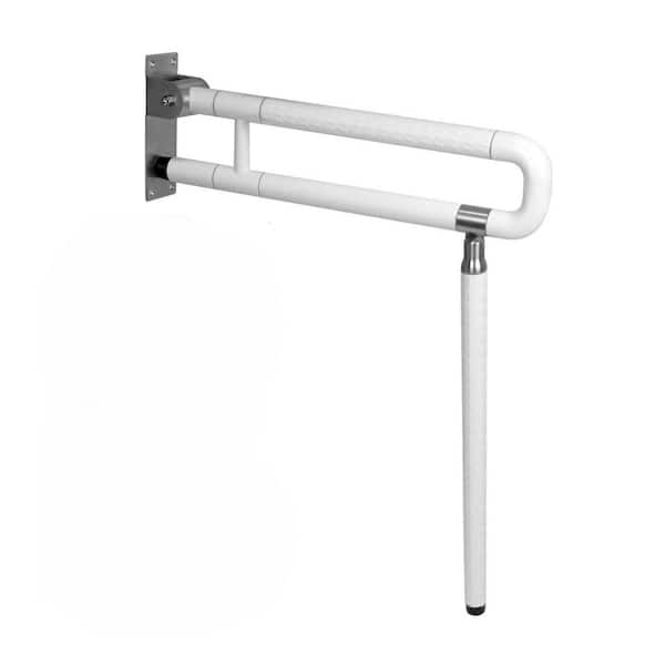 24In Foldable Non-Slip Stainless Steel Toilet Safety Grab Bar Rails Wall Mount Floor Support Fluorescent Handrails
