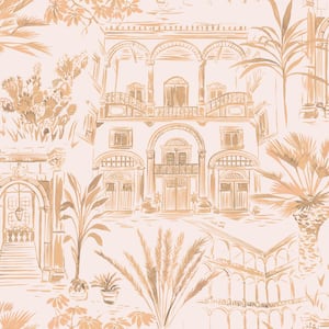 Boulevard Toile Coral Non-Pasted Wallpaper, 56 sq. ft.