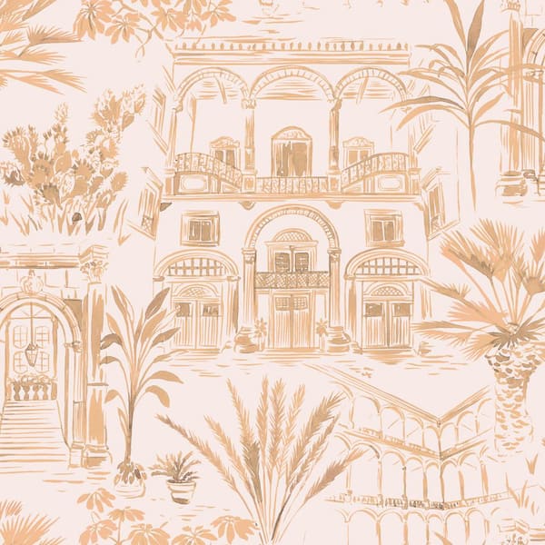 Tempaper Coral Boulevard Toile Unpasted Wallpaper Roll (Covers 56 sq. ft.)