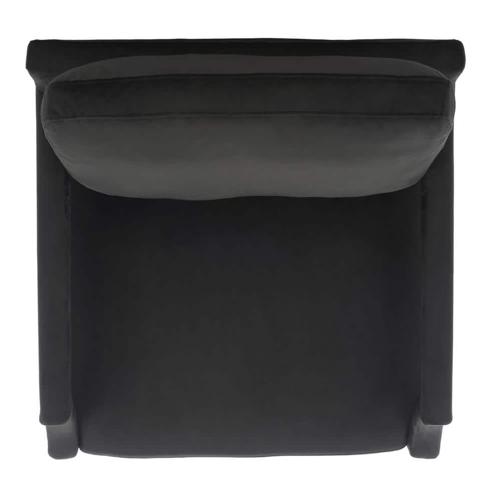 Mid-Century Black Velvet Accent Chair with Pine Wood Frame