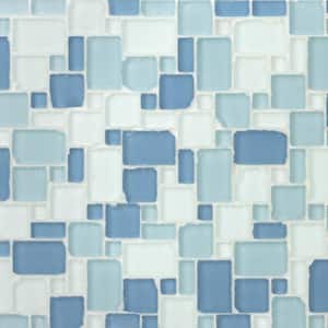 Ocean Wave French Pattern Beached 12 in. x 12 in. x 8 mm Frosted Glass Mosaic Tile