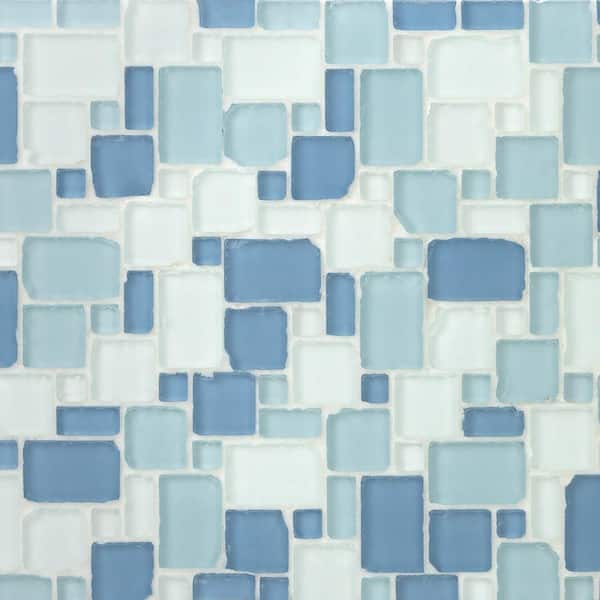 Ivy Hill Tile Ocean Wave French Pattern Beached 12 in. x 12 in. x 8 mm Frosted Glass Mosaic Tile