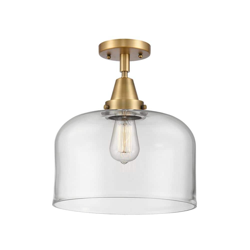 Bell 12 in. 1-Light Brushed Brass Industrial Flush Mount with Clear Glass Shade price history on PriceWatchPro