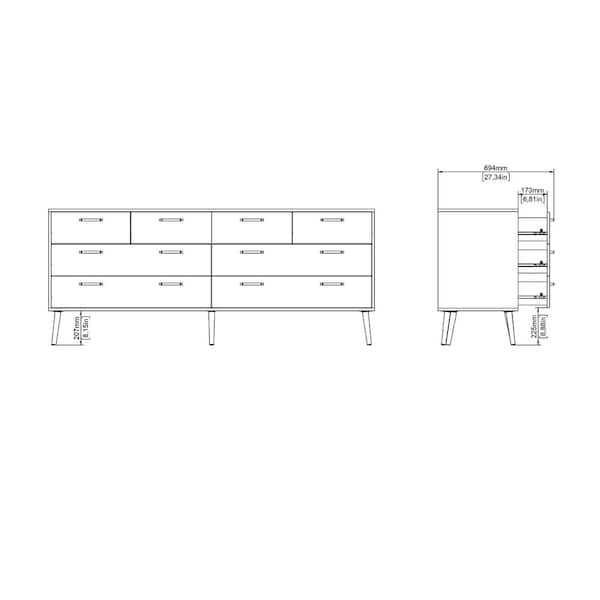 Tvilum Tone Mocha Oak 8 Drawer 77.05 in. W Double Dresser