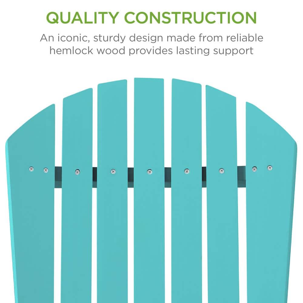 Turquoise Folding Hemlock Wood Adirondack Chair with Arms