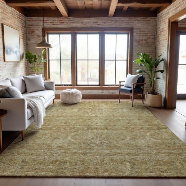Mayfield Premium Machine Washable Abstract AMF1082 Wheat 8 ft. x 10 ft. Area Rug