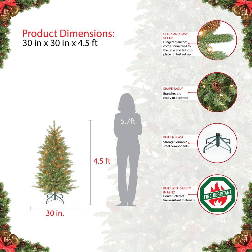 4.5-Foot Pre-Lit Fraser Fir Pencil Artificial Christmas Tree with Clear Lights
