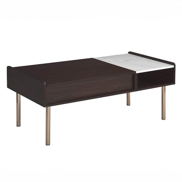 Steve Silver Carrie 47 in. Brown & White Marble Rectangle Cocktail/Coffee Table with Lift Top