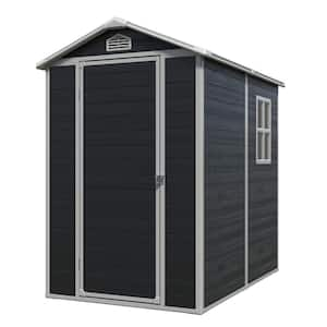 4 ft. W x 6 ft. D Outdoor plastic storage Shed with Windows, for Garden, Backyard, Coverage Area 24 sq. ft. Black