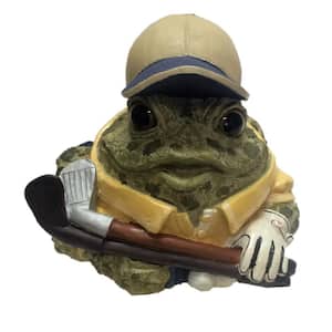 8.5 in. Golfer Toad with Club and Ball Sports Collectible Frog Statue