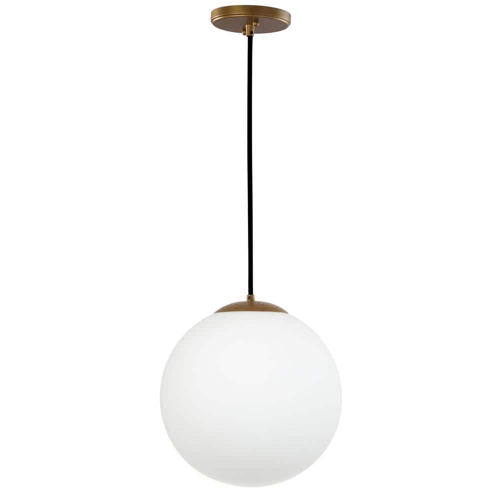 Nelda 11.5" Gold Globe Pendant Light with White Glass Shade