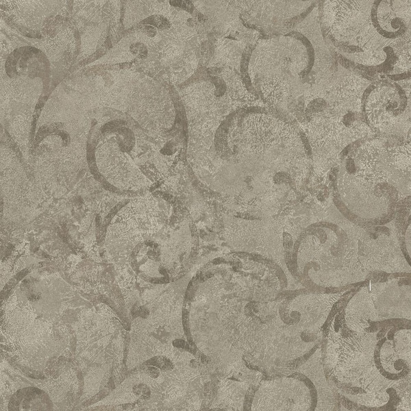 Brewster 56 sq. ft. Marble Textured Scroll Wallpaper