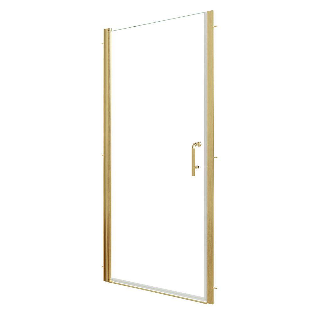 34-36 in. W x 72 in. H Victoria Frameless Pivot Swing Shower Door in Brushed Gold with Clear Glass price history on PriceWatchPro