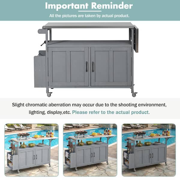 Aionor Foldable Outdoor Kitchen Island Mobile Kitchen Cart with