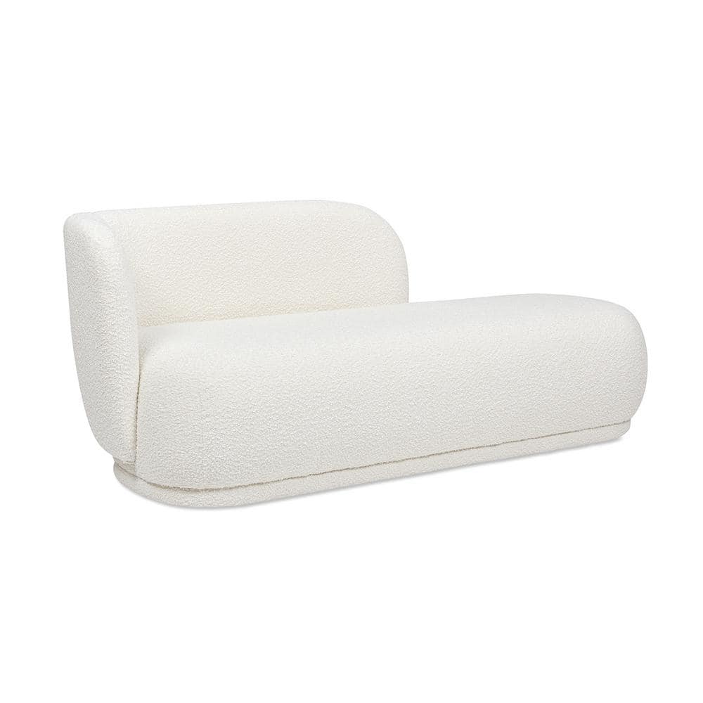 Aire 75" Ivory White Boucle Chaise Lounge with Pine Wood Frame