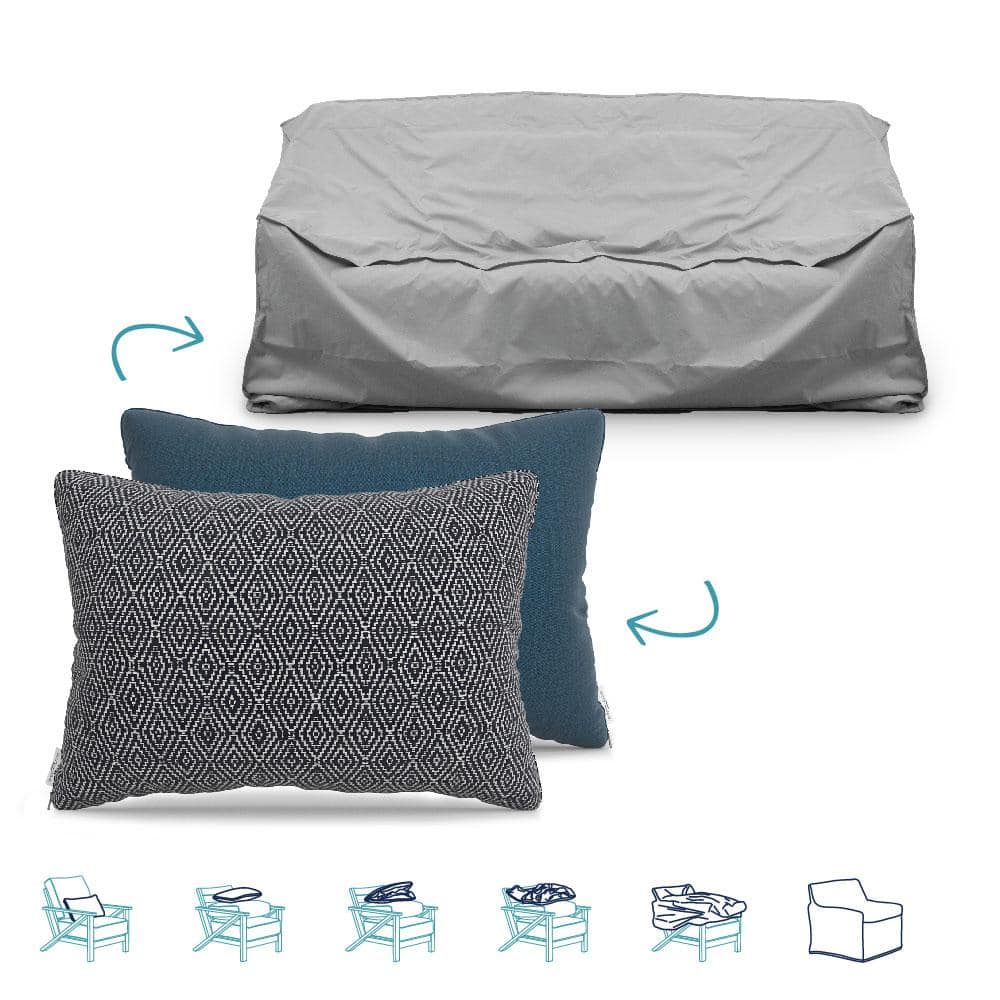 Pillow-To-Cover 16 in. x 24 in. Capra Indigo/Meridian Twilight Pillow Sofa 