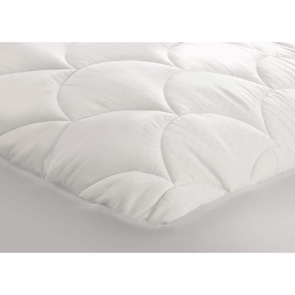 King White Cotton Waterproof Mattress Pad with Polyester Fill