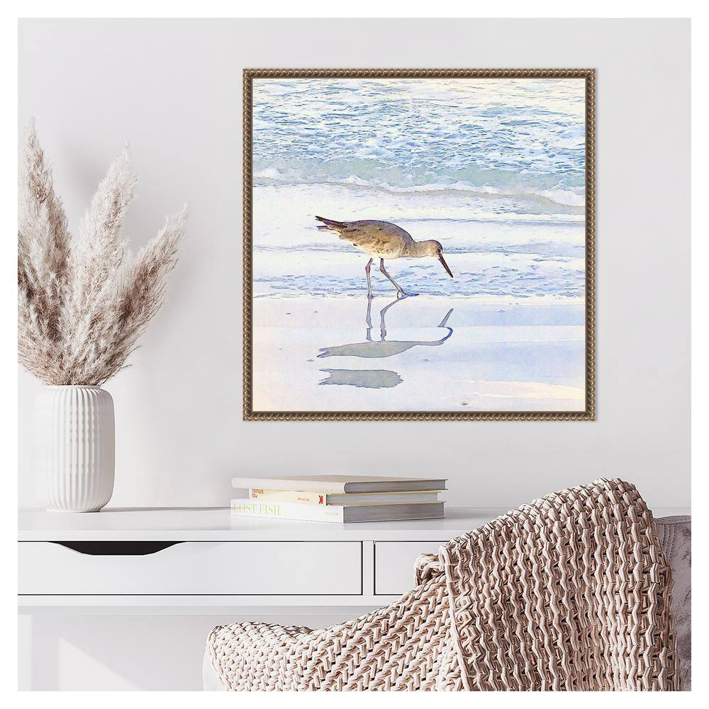 Sandpiper Dreams II Coastal Bronze Framed Canvas Wall Art