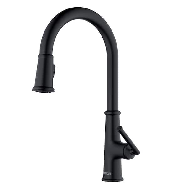 Karran Elwood Single Handle Pull Down Sprayer Kitchen Faucet in Matte Black
