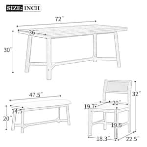 6-Piece Retro Gray Wood Top Dining Room Set Seats 5