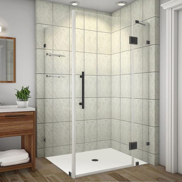Aston Avalux GS 43 in.x38 in.x72 in. Rectangular Pivot Frameless Corner Shower Enclosure in Oil Rubbed Bronze with Clear Glass