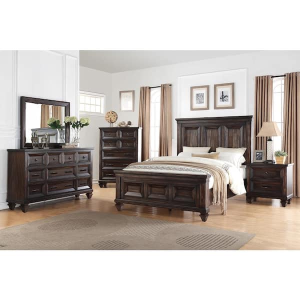 New Classic Furniture Sevilla 5-piece Walnut Queen Wood Bedroom Set (Bed, Dresser, Mirror, Nightstand, Chest)