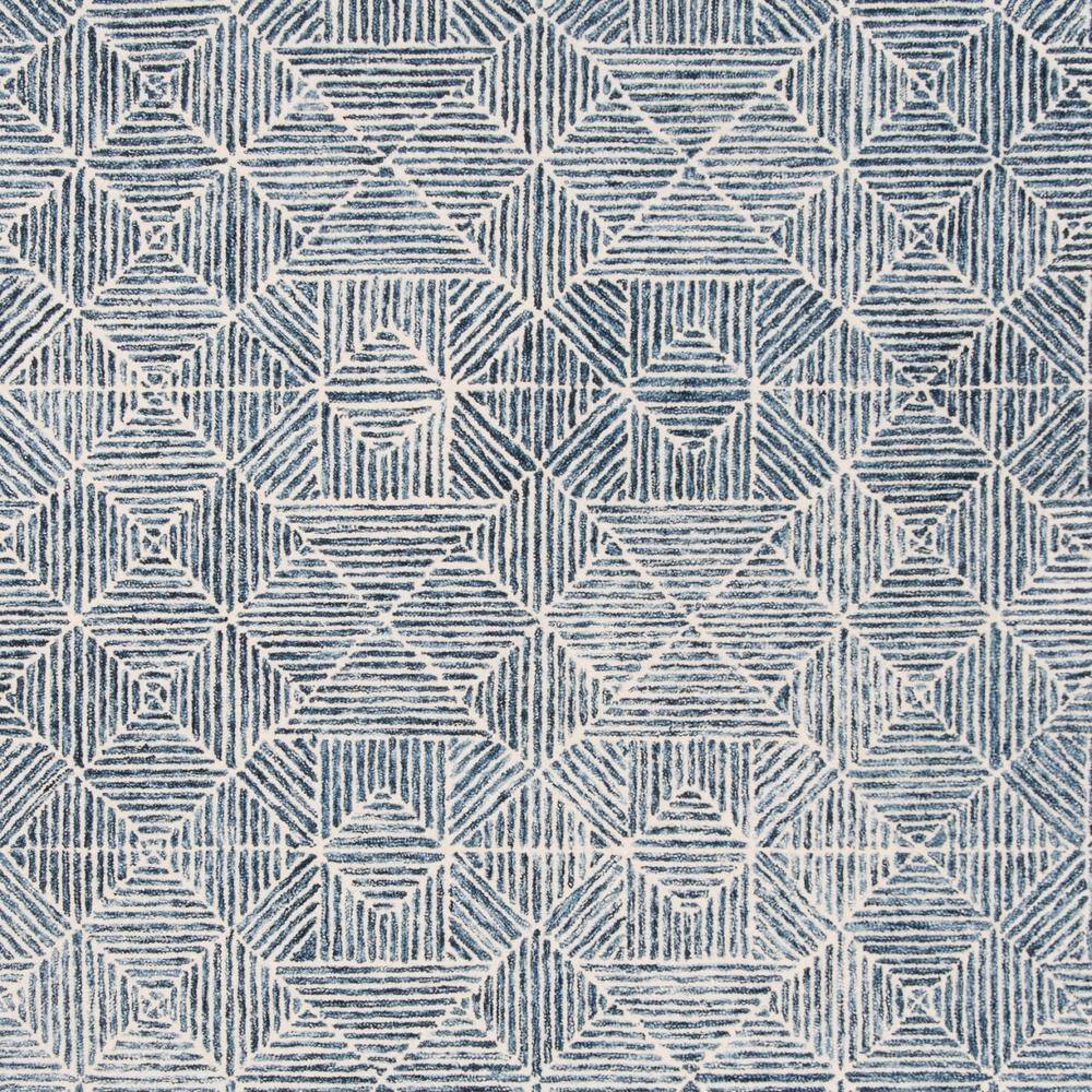 Handmade Blue and Ivory Wool Abstract Area Rug, 5' x 8'