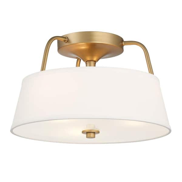 Hampton Bay Heatherwood 14 in. 3-Light Vintage Gold Semi-Flush