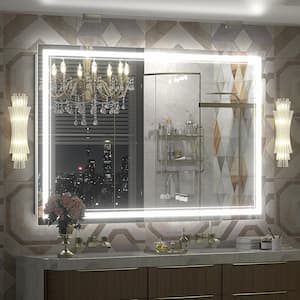 55 in. W x 36 in. H Rectangular Frameless 192 LEDs/m Front Lighted Anti-Fog Tempered Glass Wall Bathroom Vanity Mirror