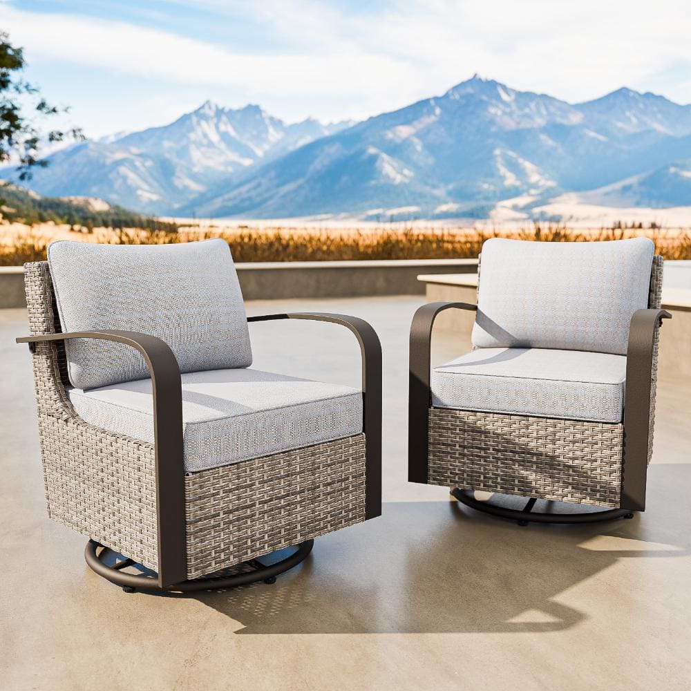 Patio Wicker Outdoor Swivel & Rocking Chair w/ Hand-Woven PE Rattan Non-Slip Feet Thickened Cushion, 2 PCS, Beige price history on PriceWatchPro