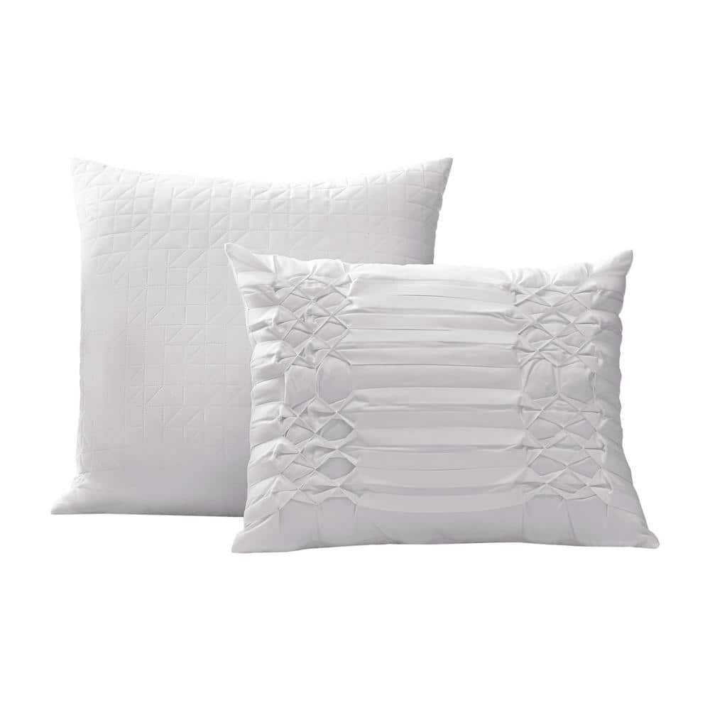 White Triple Diamond Textured Microfiber Throw Pillow Set