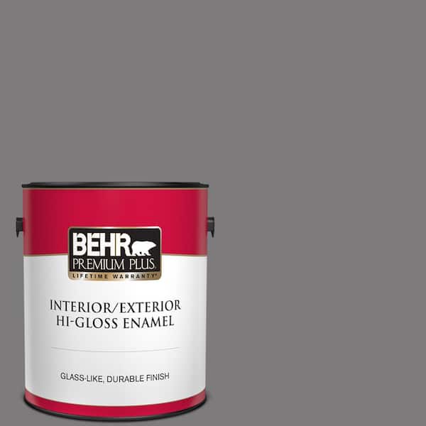 BEHR PREMIUM PLUS 1 gal. #BXC-58 Stormy Gray Hi-Gloss Enamel Interior/Exterior Paint