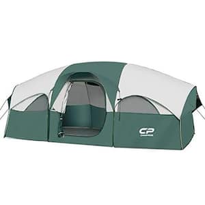 8-Person Camping Tents, Weather Resistant Family Tent, Divided Curtain for Separated Room with Carry Bag (‎‎‎Dark Green)