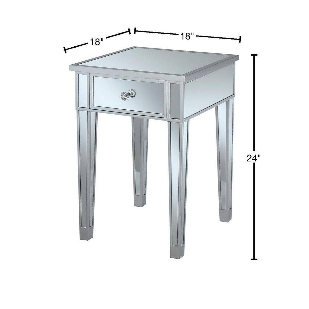 Gold Coast 18" Square Mirrored End Table with Fir Wood Base