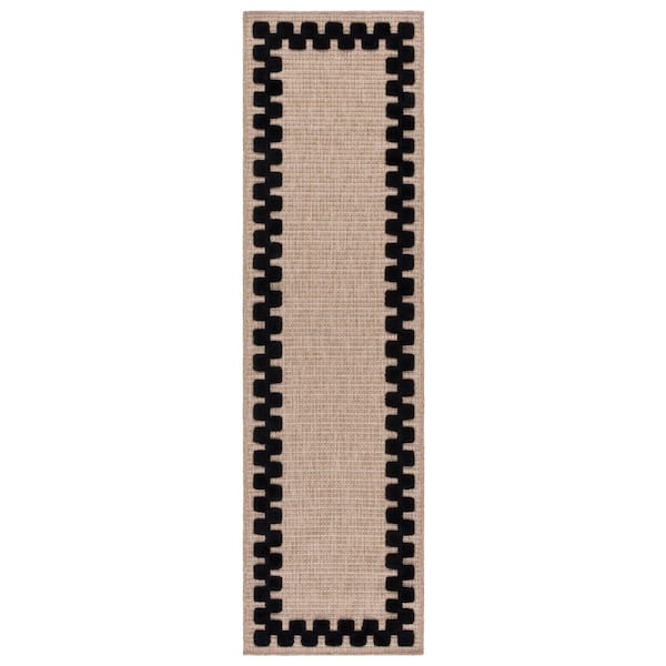 Clayton 2 ft. x 8 ft. Natural/Black Solid Color Runner Rug