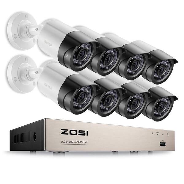 ZOSI 8-Channel 1080p DVR Surveillance System with 4-Wired Bullet Cameras