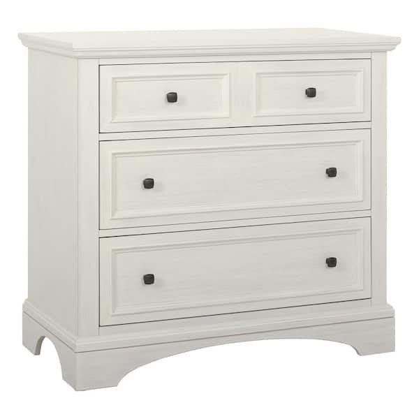 OSP Home Furnishings Farmhouse Basics 3 Drawer Chest of Drawers in Rustic White