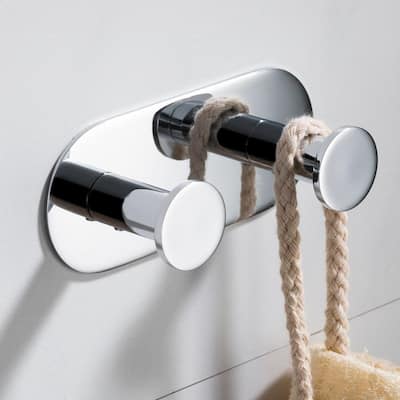 Elie Bathroom Robe and Towel Double Hook in Chrome