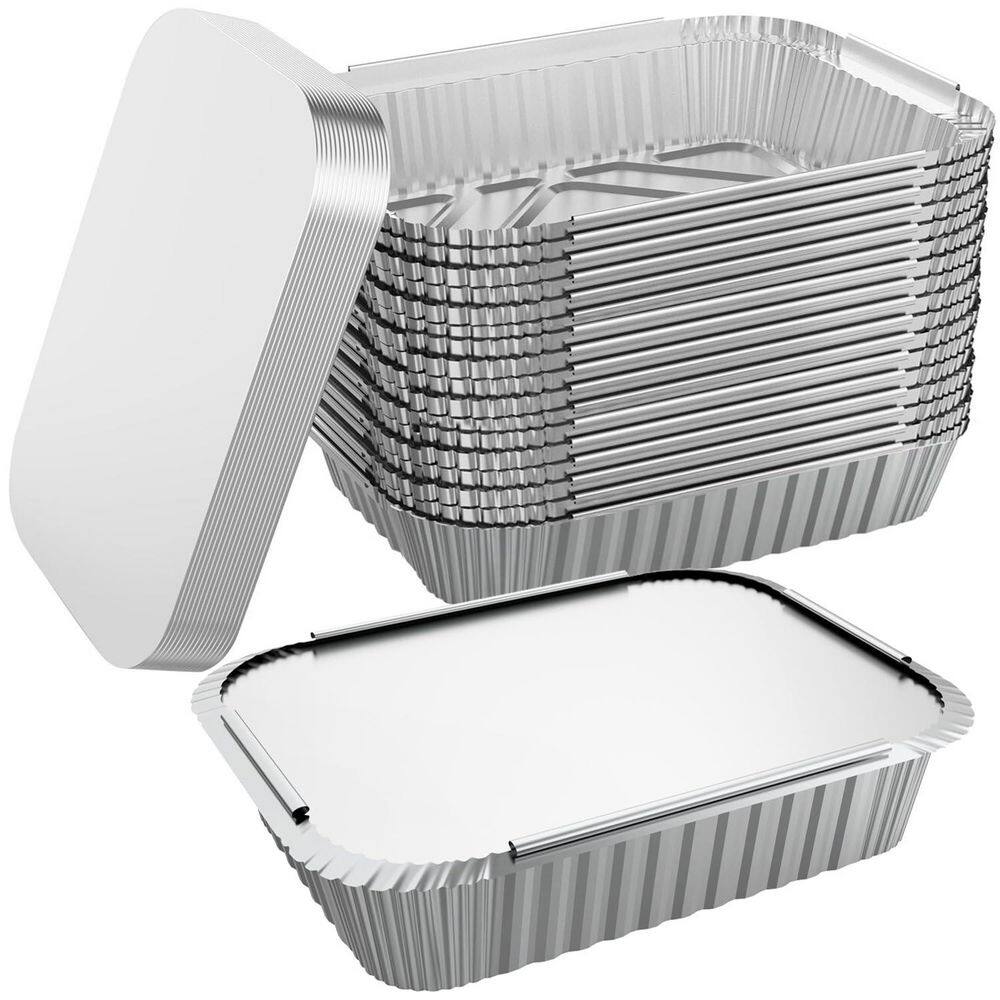 50 Pack 8.3 in. x6.2 in. Disposable Tin Foil Pans with Lids, Aluminum To Go Containers Ideal for Cooking, Baking price history on PriceWatchPro