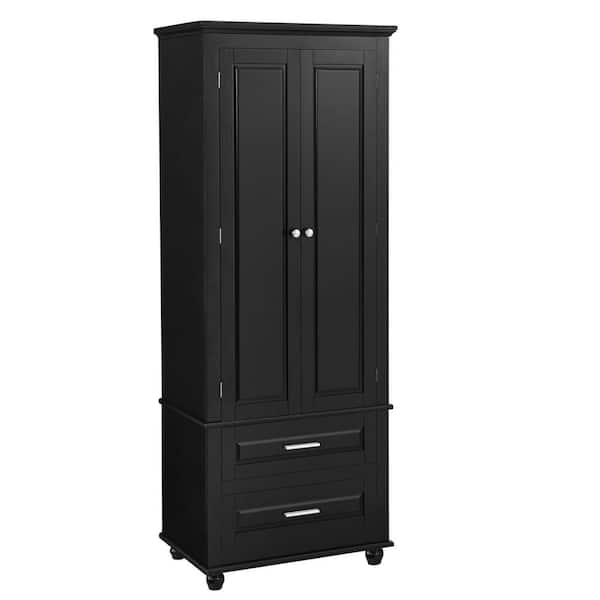 Anky 24 in. W 15.7 in. D 62.5 in. H Black MDF Freestanding Bathroom Storage Linen Cabinet