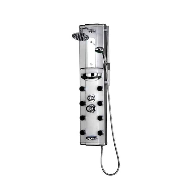 Ariel 8-Jet Shower Panel System in Silver Aluminum Alloy (Valve Included)