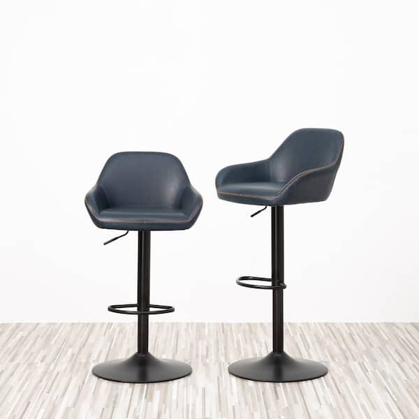 Glitzhome 42.72 in. Navy Blue Mid-Century Modern Vintage