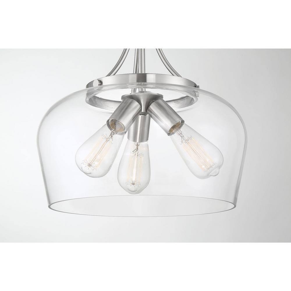 Savoy House Octave Satin Nickel 3-Light Pendant with Clear Glass Shade