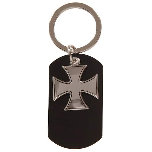 Hillman 3 in. Metal Black Biker Cross Key Chain