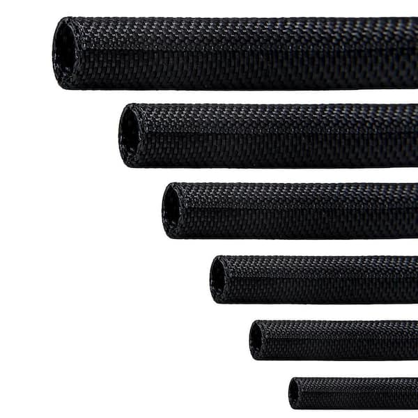 1/2 in. x 25 ft. Polyethylene Split Braided Sleeve, Cable Management Wire Loom Cord Covers for Home Cable Management