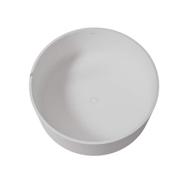 49.2 in. x 49.2 in. Stone Resin Round Soaking Bathtub with Center Drain in White