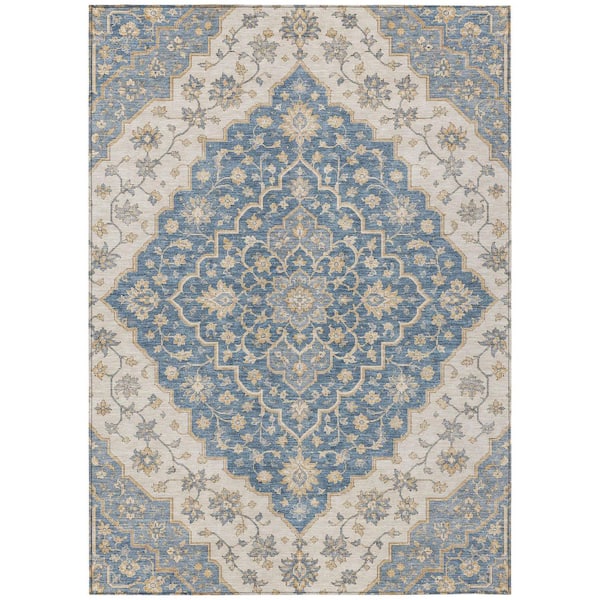 Chantille Machine Washable Indoor/Outdoor Abstract ACN3134 Denim 10 ft. x 14 ft. Area Rug