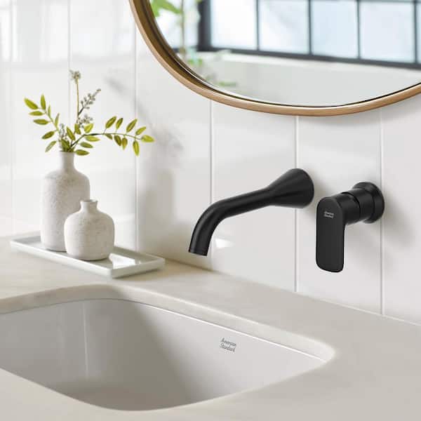 Aspirations Single Handle Wall Mounted Faucet in Matte Black